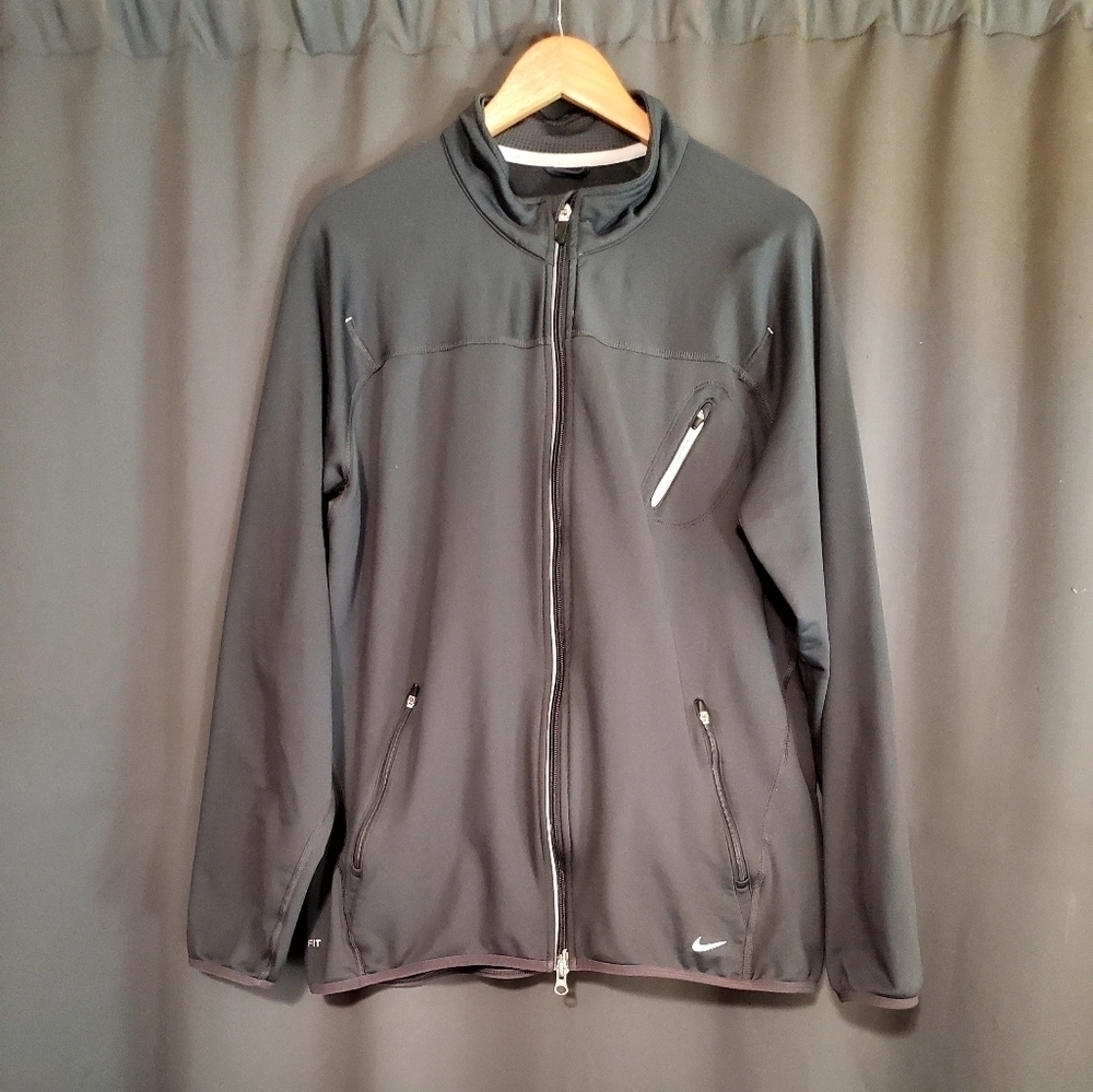 Mens Nike Fit Dry Full Zip Jacket Dark Gray Size Large